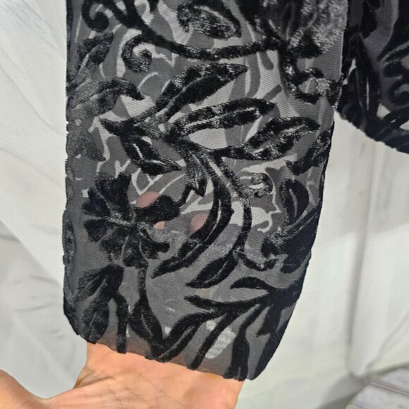 Emma James Blouse Black Velour Flocked Goth Whimsigoth Grunge 12 - Picture 7 of 12